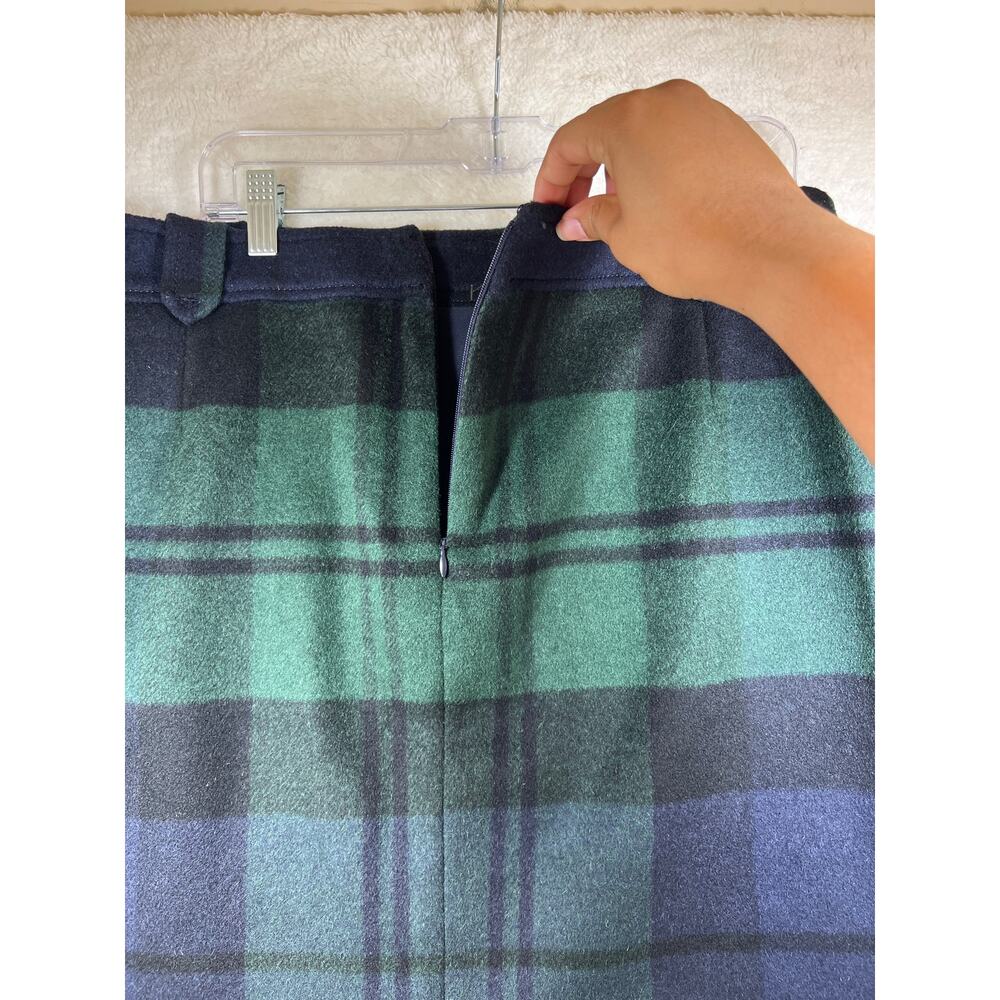 Talbots Green Tartan Plaid Wool Mini Skirt Women 14 Dark Academia Schoolgirl - Picture 3 of 16